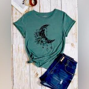 Sun and Moon T shirt 2xL SHEIN green women’s tshirt